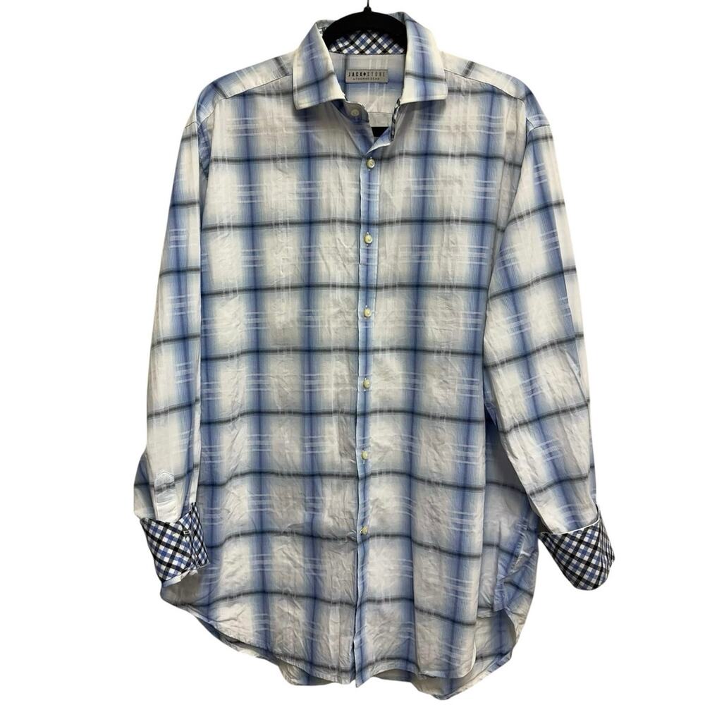 Jack Stone Thomas Dean Blue Plaid Button Up Shirt Men’s Large